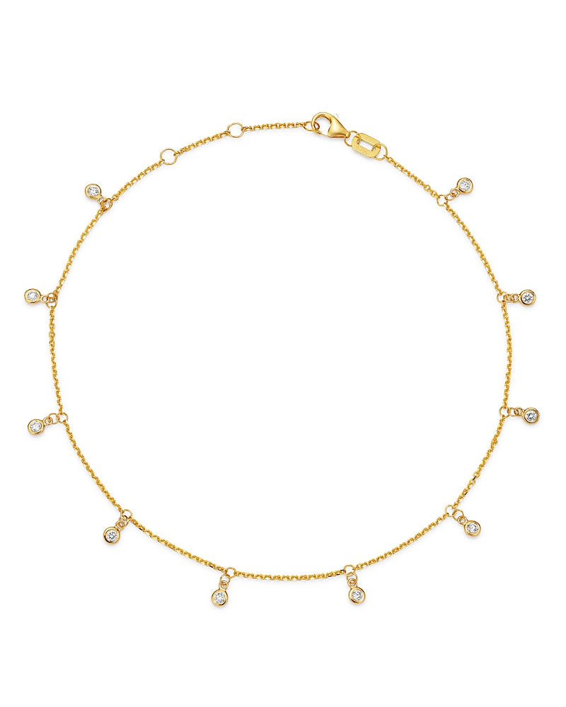 Bloomingdale's Fine Collection Diamond Bezel Droplet Ankle Bracelet in 14K Yellow Gold, 0.25 tcw
