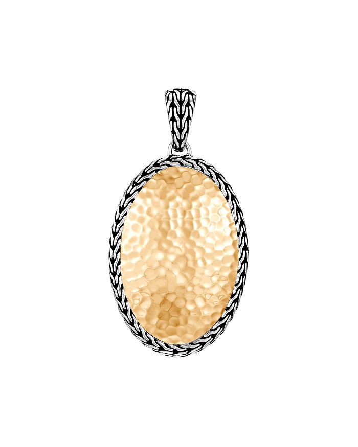 JOHN HARDY 18K YELLOW GOLD & STERLING SILVER CLASSIC CHAIN HAMMERED PENDANT,HZ900076
