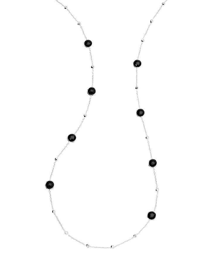 Ippolita Sterling Silver Lollipop Hematite & Clear Quartz Doublet Ball & Stone Statement Necklace In Silver/black