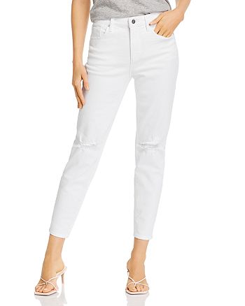 AQUA Ripped Cropped Skinny Jeans in White - 100% Exclusive | Bloomingdale's