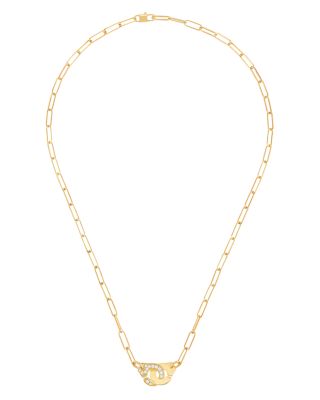 18K Yellow Gold Menottes Diamond Interlocking Link Necklace, 16.5" - Exclusive