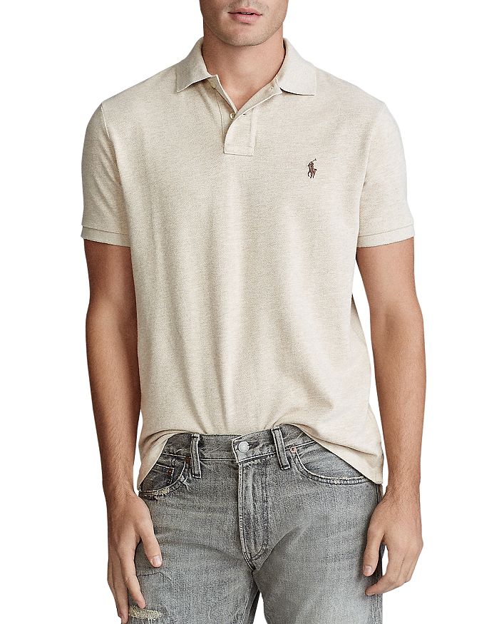 Polo Ralph Lauren Classic Fit Mesh Polo In Dune Tan Heather