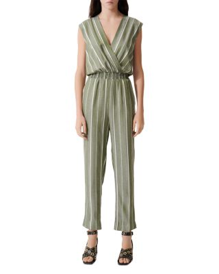 maje striped jumpsuit