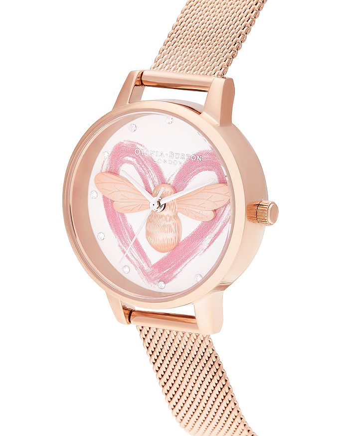 Shop Olivia Burton You Have My Heart Watch, 30mm In White/rose Gold