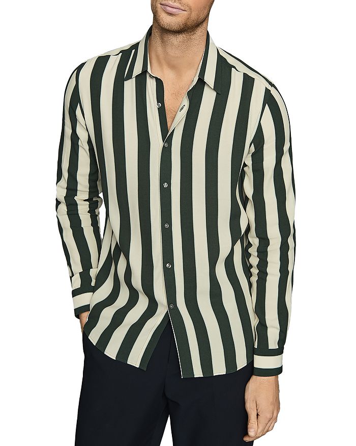 REISS Retti Slim Block Stripe Button-Up Shirt | Bloomingdale's
