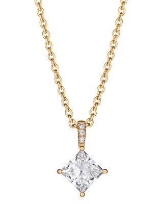 Diamond Princess-Cut Pendant Necklace 