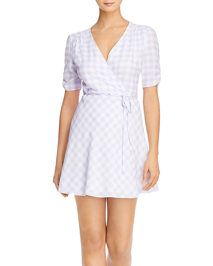 Charlie Holiday Juniper Wrap Dress In Lilac Gingham