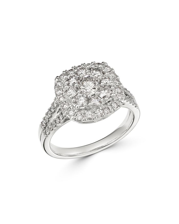 Bloomingdale's Diamond Halo Cluster Engagement Ring In 14k White Gold, 1.5 Ct. T.w. - 100% Exclusive