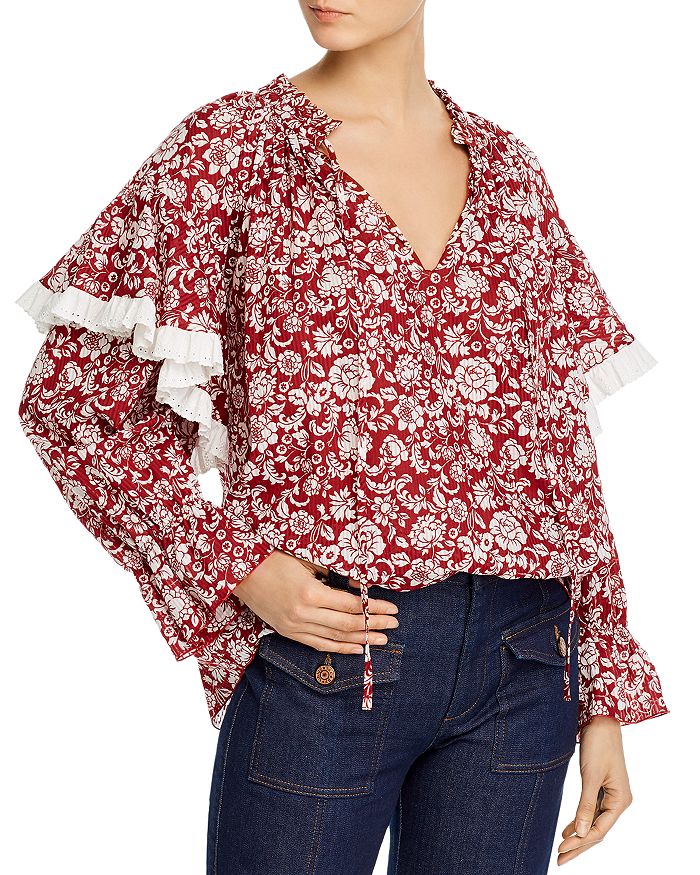 SEE BY CHLOÉ SEE BY CHLOE COTTON VOILE PEONIES BLOUSE,S20AHT27022
