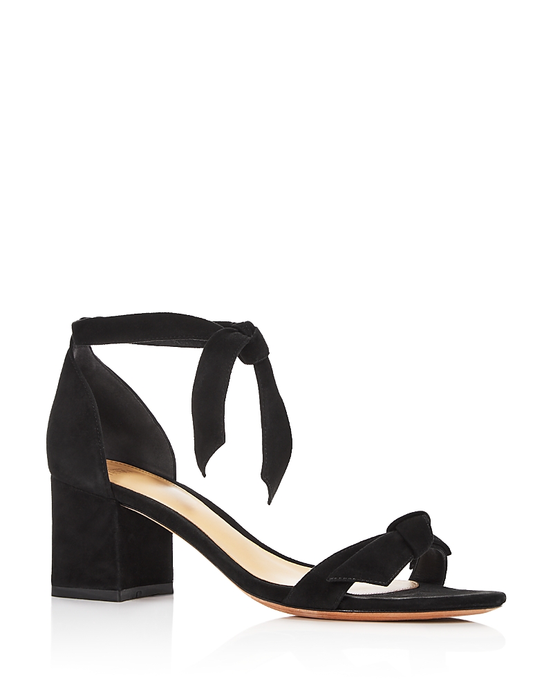 Alexandre Birman Clarita Bow-embellished Suede Sandals In Black Suede