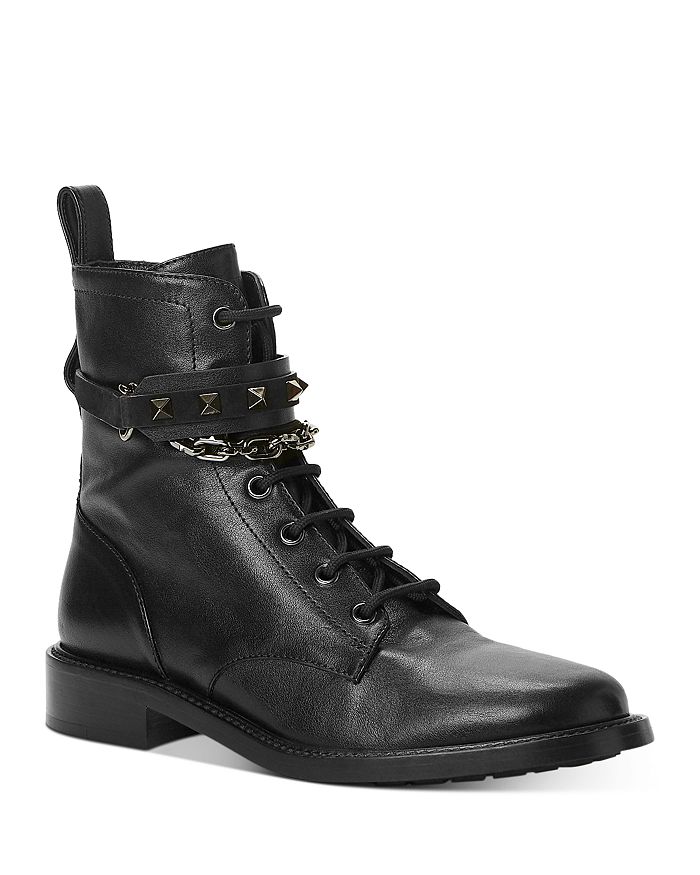 Valentino Garavani Women's Rockstud Chain Studded Strap & Chain Combat Boots In Black