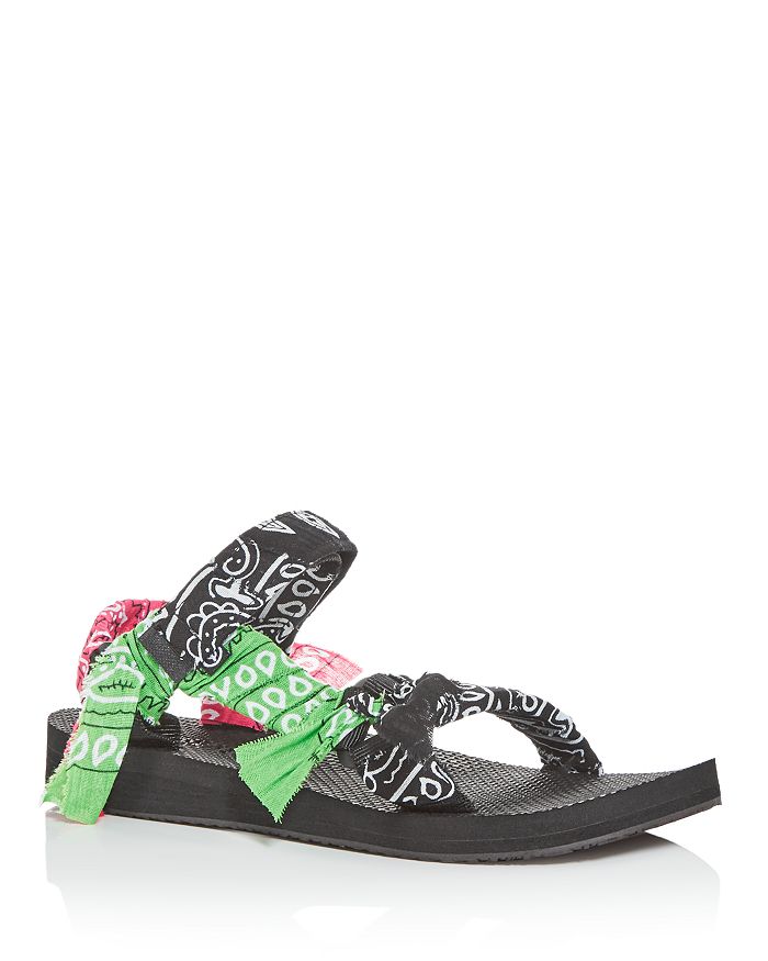 Arizona Love + Jason Wu Trekky Printed Cotton, Gauze And Canvas Sandals In Mix Black