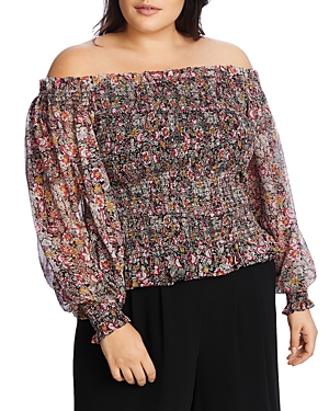 1.STATE PLUS FOREST GARDENS RUCHED OFF-THE-SHOULDER TOP,8220107