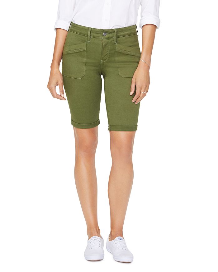 Nydj Stretch Cotton Blend Twill Bermuda Shorts In Olivine
