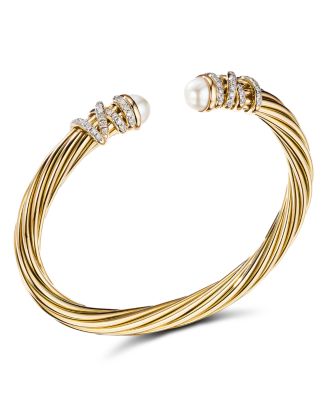 David Yurman Helena End Station Bracelet in 18K Yellow Gold with Pearls ...