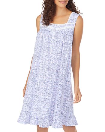 Eileen West Cotton Floral Print Eyelet Lace Short Jersey Nightgown ...