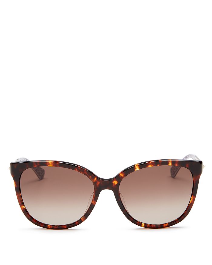 Kate Spade New York Britton Polarized Square Sunglasses, 55mm In Dark Havana/brown Gradient