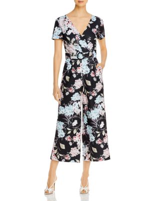 KARL LAGERFELD PARIS Belted Floral Print Jumpsuit Bloomingdale's
