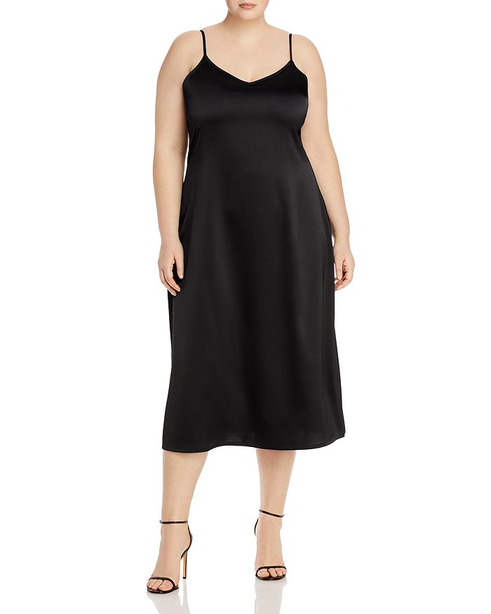 Aqua Curve Bias Crepe Back Satin Slip Dress - 100% Exclusive In Black