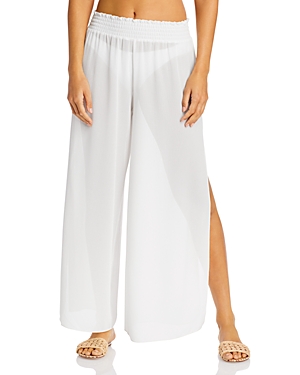 Ramy Brook Athena Textured Swim Cover-up Pants In White