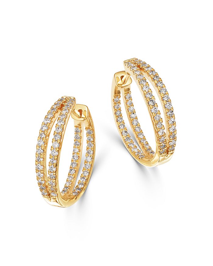 Bloomingdale's Diamond Double Split Row Inside Out Hoop Earrings In 14k Yellow Gold, 1.00 Ct. T.w. - 100% Exclusive In White/gold