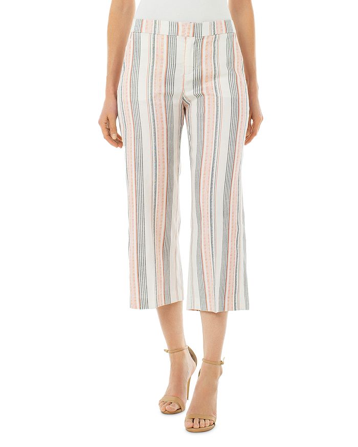 Liverpool Los Angeles Striped Cropped Pants In Coral Stripe