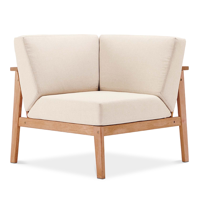 Modway Sedona Outdoor Patio Eucalyptus Wood Sectional Sofa Corner Chair