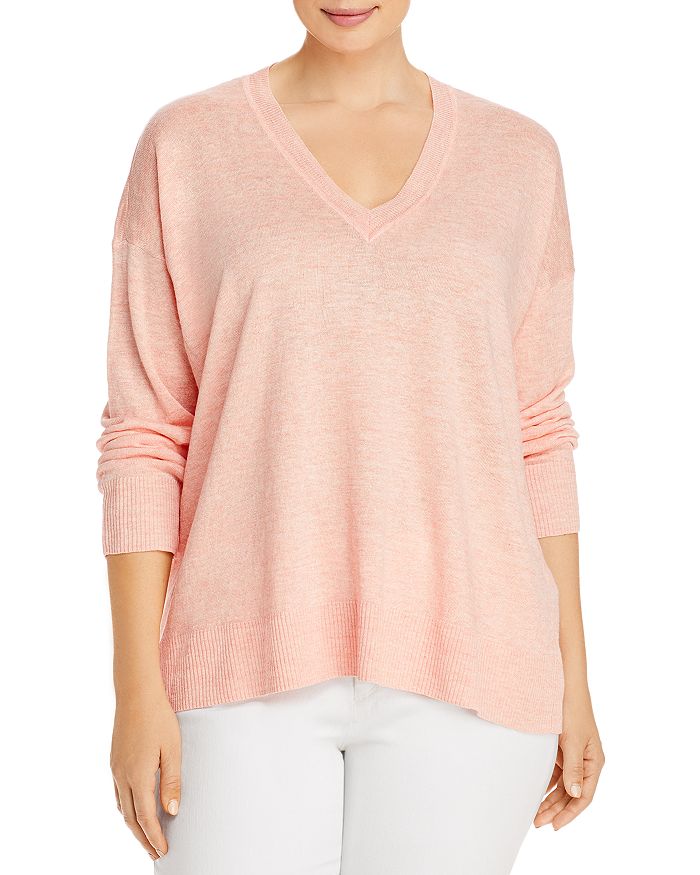 EILEEN FISHER ORGANIC LINEN V-NECK SWEATER S0ADQ-W5466X