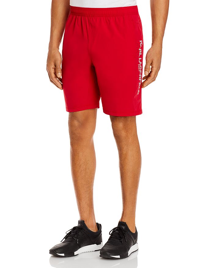 Karl Lagerfeld Perforated-side Active Shorts In Red