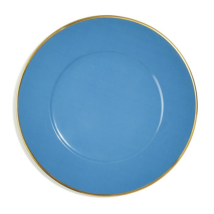 Shop Anna Weatherley Brushed Gold Charger In Blue