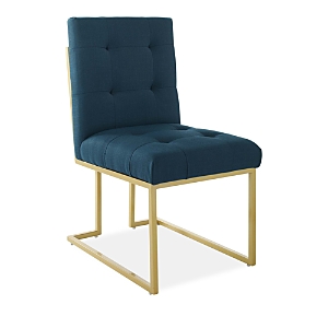 Modway Privy Gold Stainless Steel Upholstered Fabric Dining Accent Chair In Azure