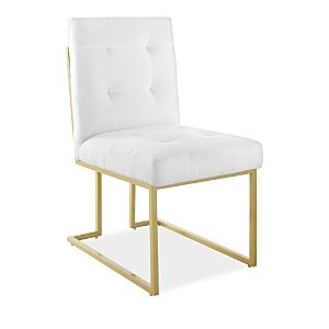 Modway Privy Gold Stainless Steel Upholstered Fabric Dining Accent Chair In White