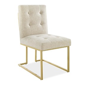 Modway Privy Gold Stainless Steel Upholstered Fabric Dining Accent Chair In Beige