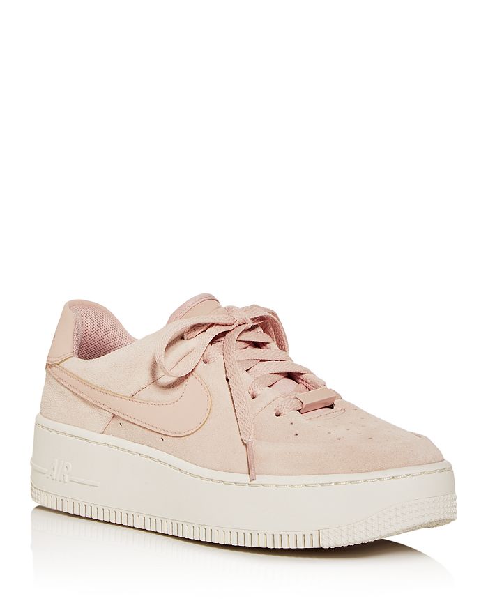 Nike Air Force 1 Sage Low Platform Sneaker In Peach Suede