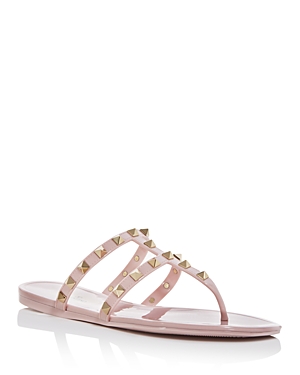 VALENTINO GARAVANI WOMEN'S SUMMER ROCKSTUD PVC THONG SANDALS