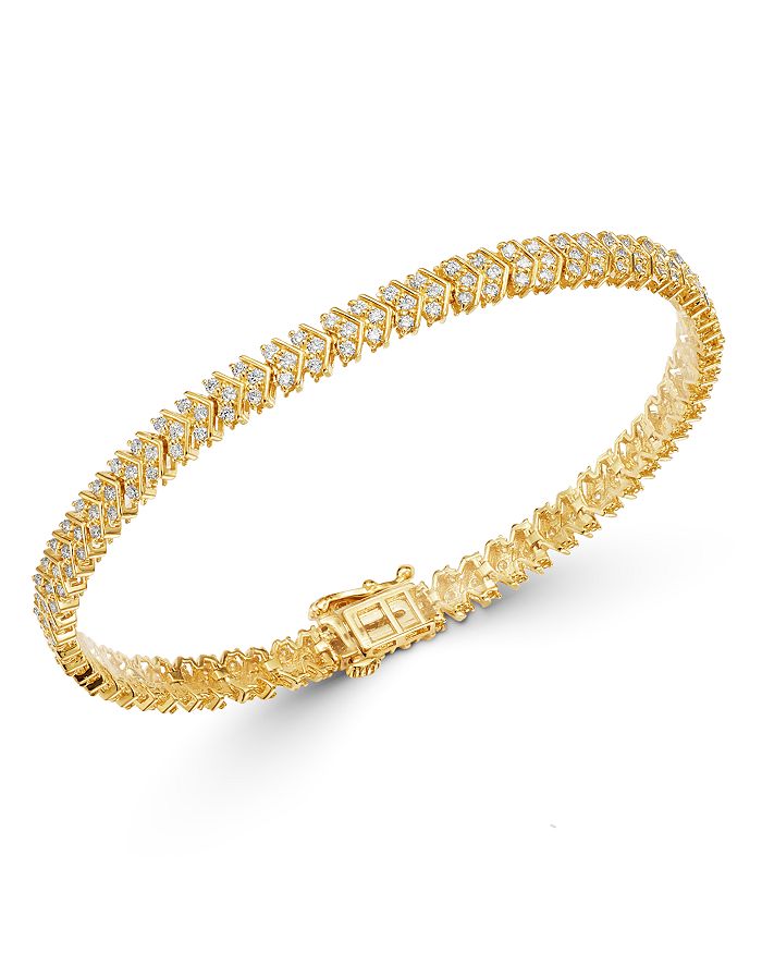 Bloomingdale's Diamond Chevron Bracelet In 14k Yellow Gold, 2 Ct. T.w. - 100% Exclusive In White/gold