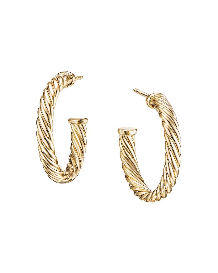 David Yurman - Small Cablespira Hoop Earrings in 18K Yellow Gold