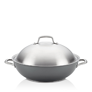 Anolon Accolade Hard-anodized Precision Forge 13.5 Wok With Lid, Moonstone In Gray