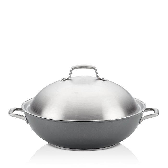 Shop Anolon Accolade Hard-anodized Precision Forge 13.5 Wok With Lid, Moonstone