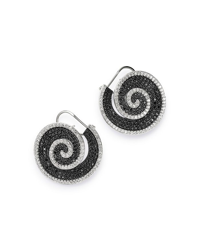Bloomingdale's Black & White Diamond Pinwheel Front To Back Earrings In 14k White Gold - 100% Exclusive In Black/white