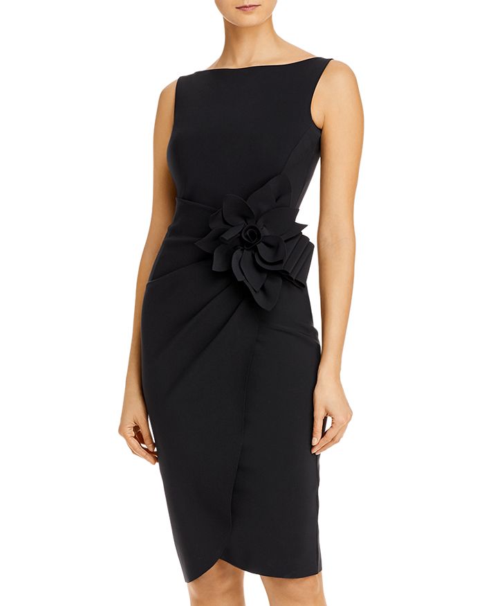 Chiara Boni La Petite Robe Glenaly Flower-applique Dress - 100% Exclusive In Black