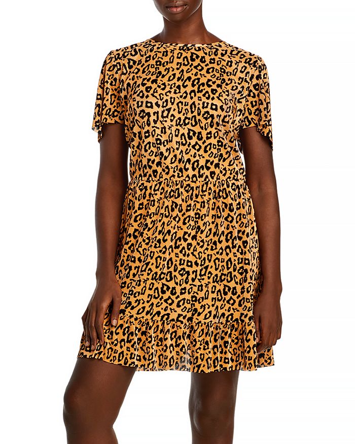 Aqua Curve Leopard Print Ruffled Hem Dress - 100% Exclusive