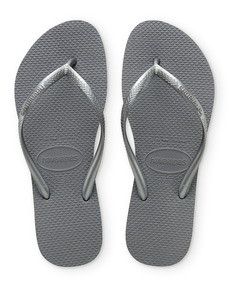 Havaianas Slim Embellished Flip Flops In Steel Gray