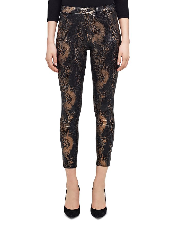 L'AGENCE Margot High-Rise Skinny Jeans in Black Cheetah | Bloomingdale's