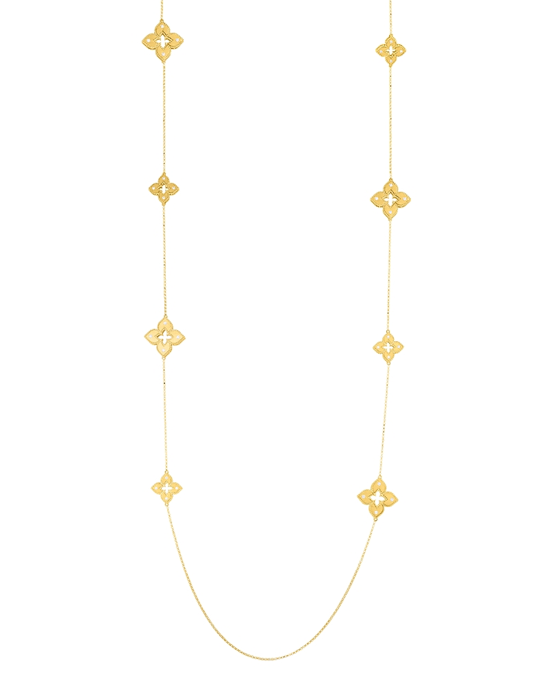 Roberto Coin 18K Yellow Gold Venetian Princess Diamond Flower Station Necklace, 33