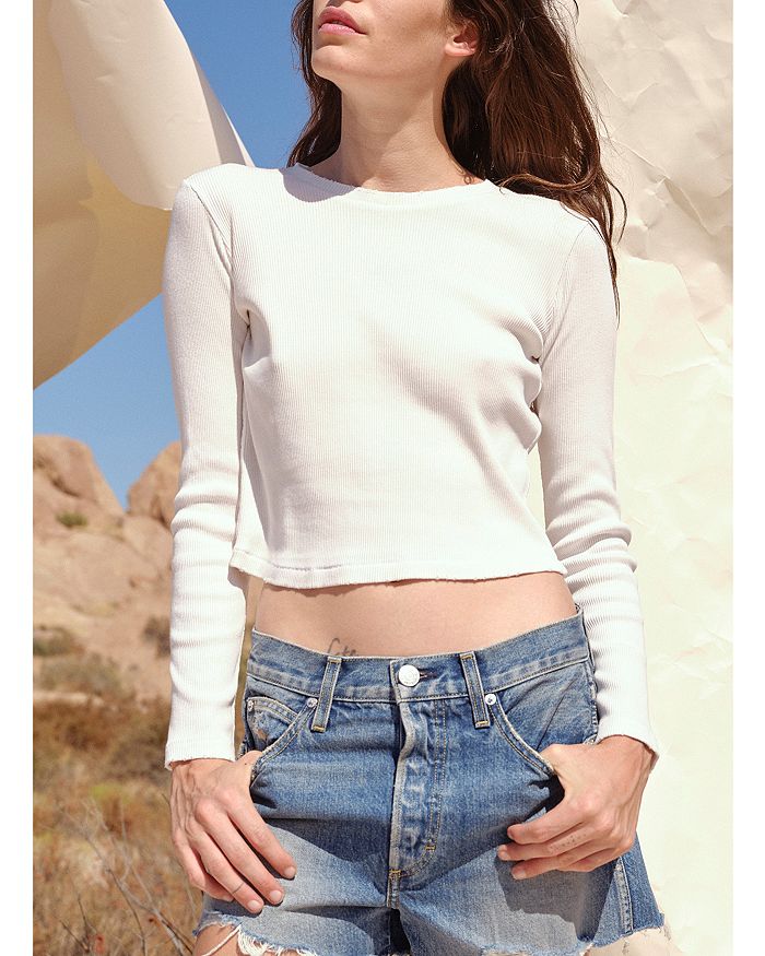 AMO CROPPED RIBBED TOP,A60571