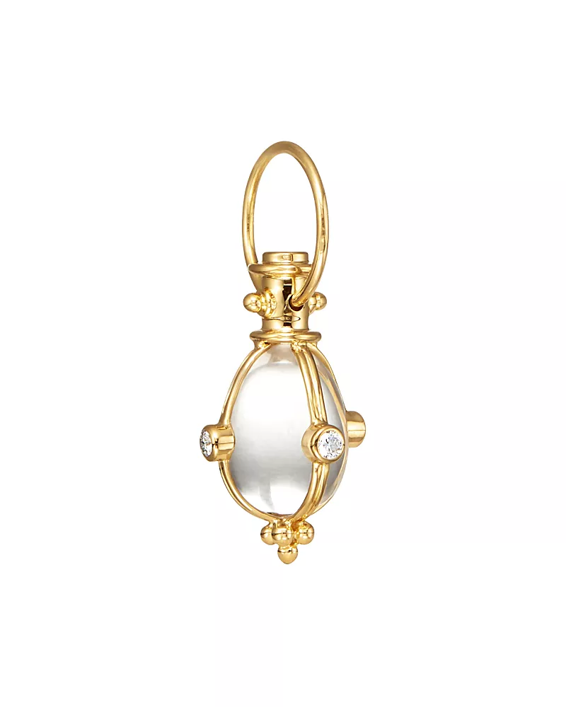 Temple St. Clair 18K Classic Amulet Pendant with Oval Rock Crystal and Diamond