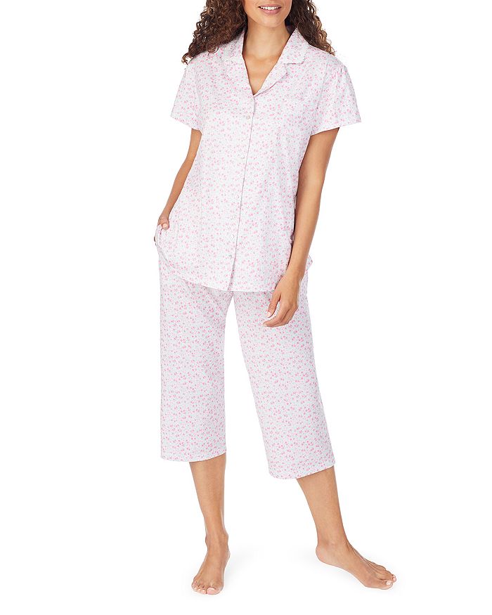 Eileen West Floral-Print Cotton Jersey Knit Capri Pajamas Set ...