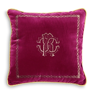 Roberto Cavalli Venezia Velvet Decorative Pillow, 27 X 27 In Pink
