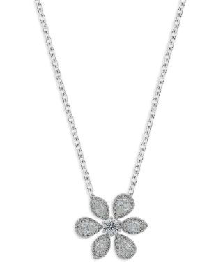 Bloomingdale's Fancy Cut Diamond Flower Pendant Necklace In 14K White ...